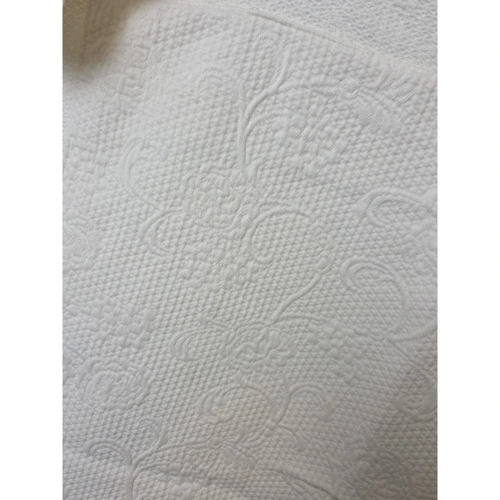 2 Vtg Sferra Bros Matelasse‎ Pillow Shams Ivory Portugal Floral Scroll Luxury